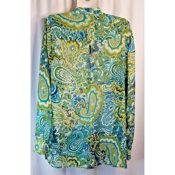 Susan Graver Women's Blouse Paisley Sheer Pleated Design V-Neckline Size Small - Picture 3 of 5